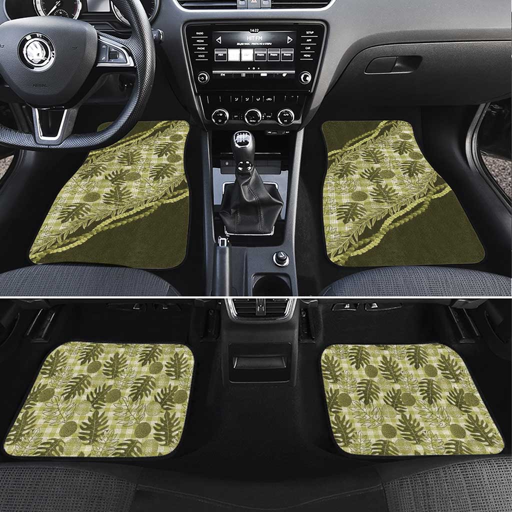 Hawaii Breadfruit Palaka Car Mats Omaomao Maile Lei - Polynesian Pride