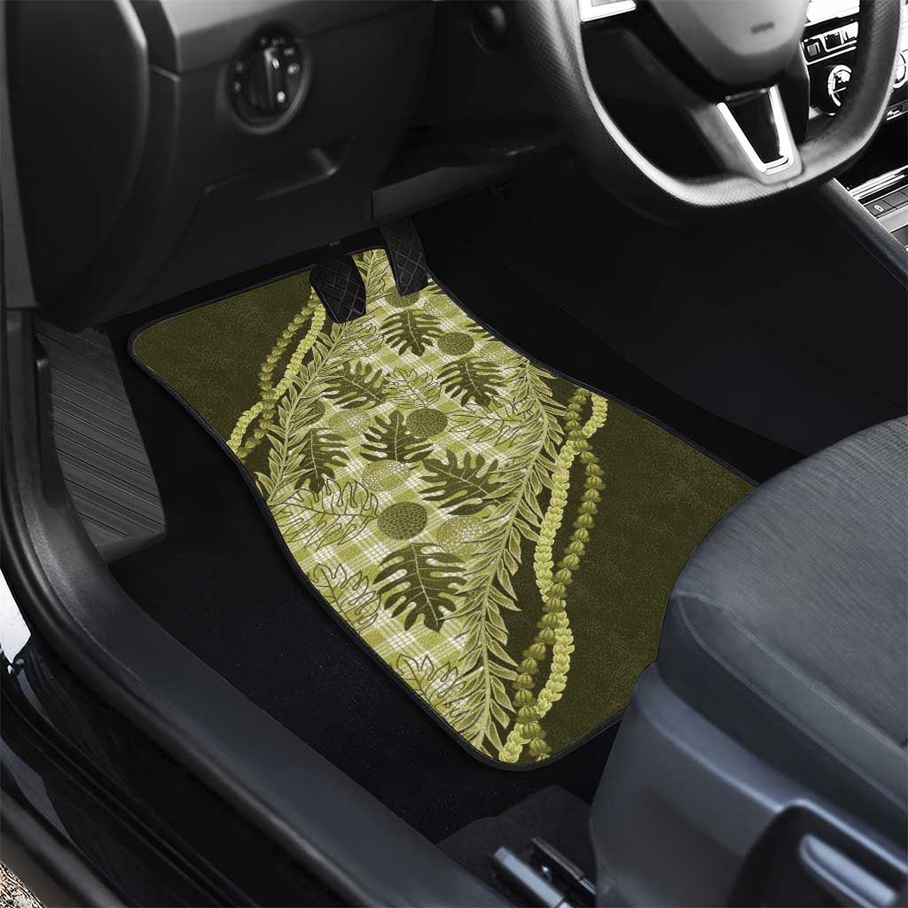 Hawaii Breadfruit Palaka Car Mats Omaomao Maile Lei - Polynesian Pride
