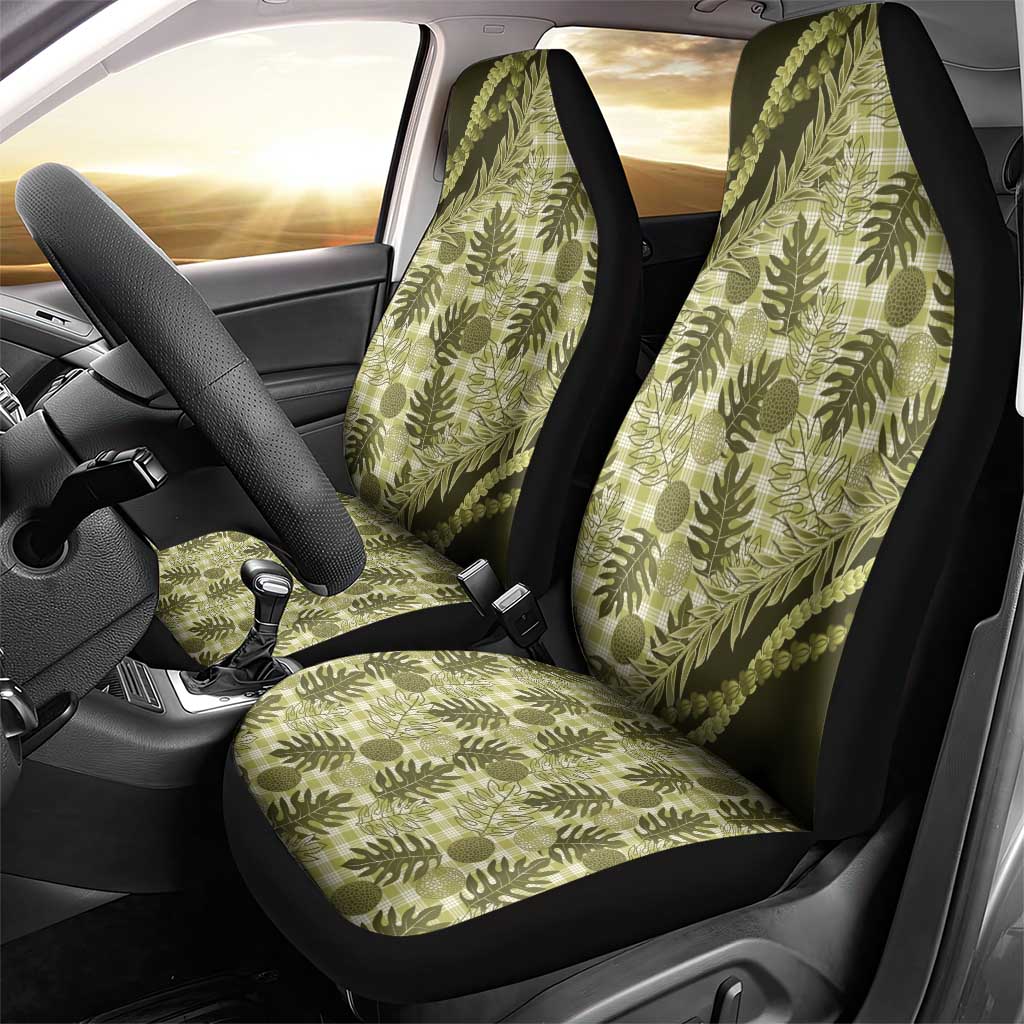 Hawaii Breadfruit Palaka Car Seat Cover Omaomao Maile Lei - Polynesian Pride