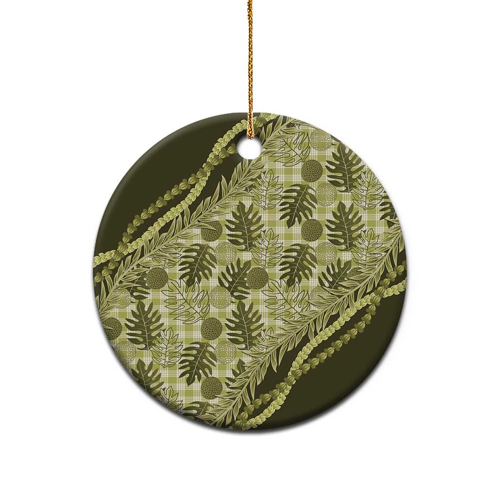 Hawaii Breadfruit Palaka Ceramic Ornament Omaomao Maile Lei - Polynesian Pride