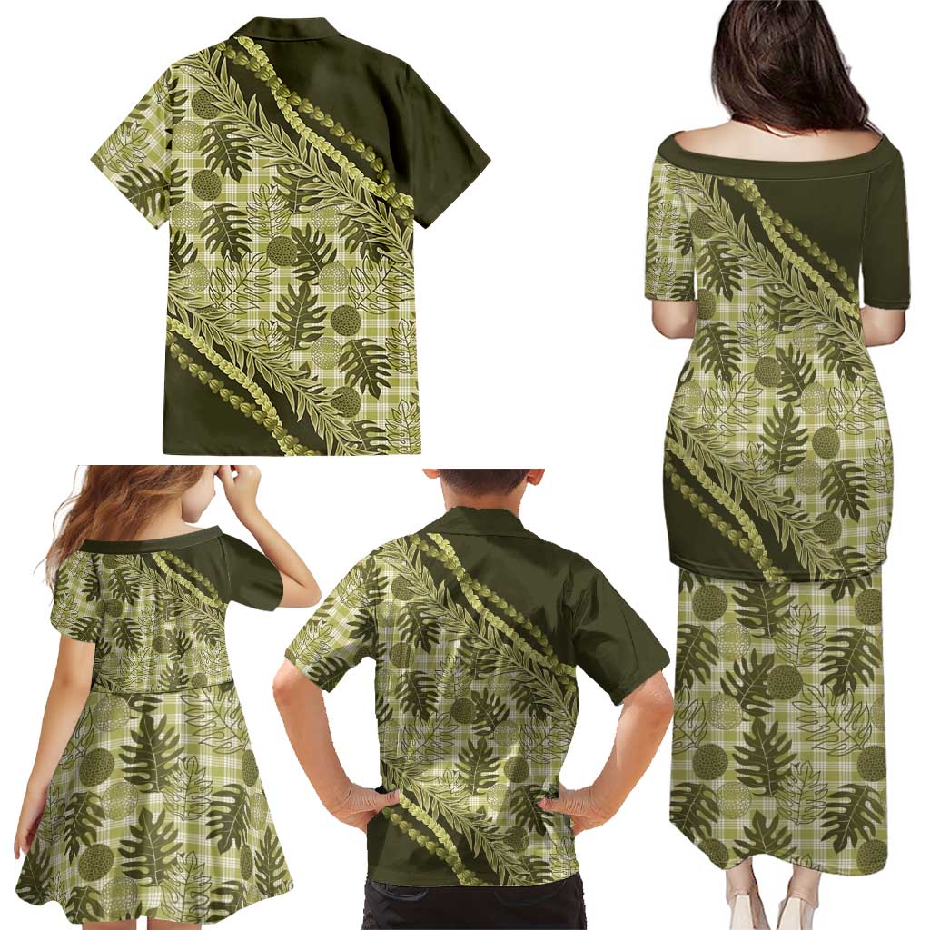 Hawaii Breadfruit Palaka Family Matching Puletasi and Hawaiian Shirt Omaomao Maile Lei LT9 - Polynesian Pride