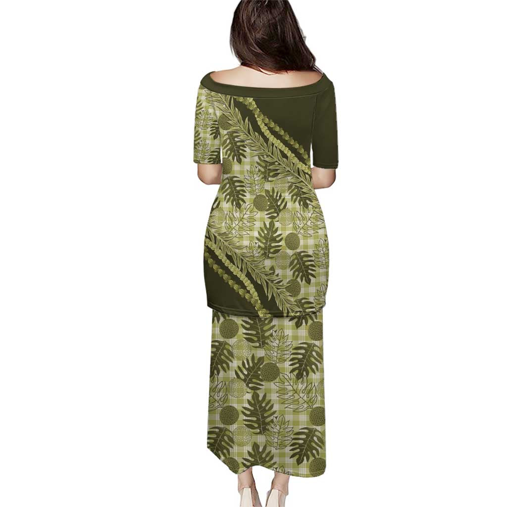 Hawaii Breadfruit Palaka Family Matching Puletasi and Hawaiian Shirt Omaomao Maile Lei LT9 - Polynesian Pride
