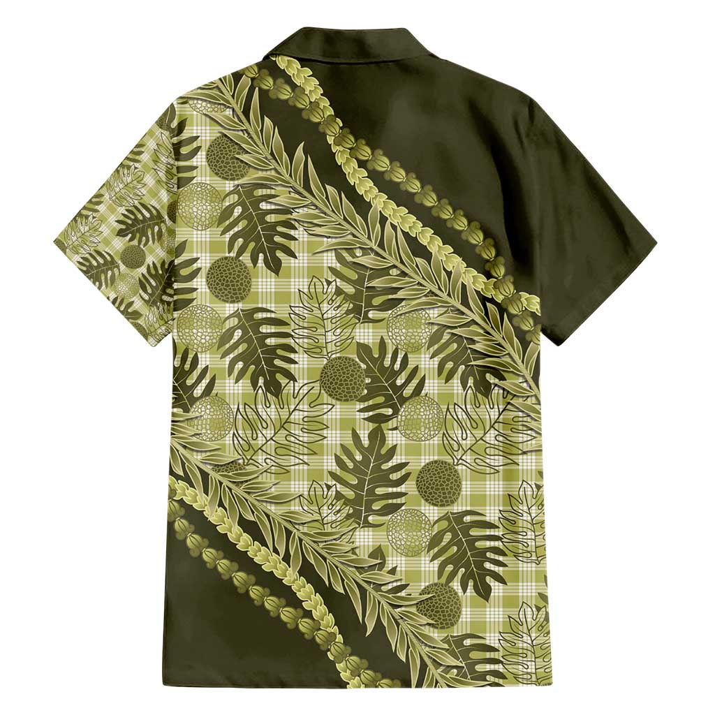 Hawaii Breadfruit Palaka Family Matching Short Sleeve Bodycon Dress and Hawaiian Shirt Omaomao Maile Lei - Polynesian Pride