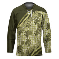 Hawaii Breadfruit Palaka Hockey Jersey Omaomao Maile Lei - Polynesian Pride