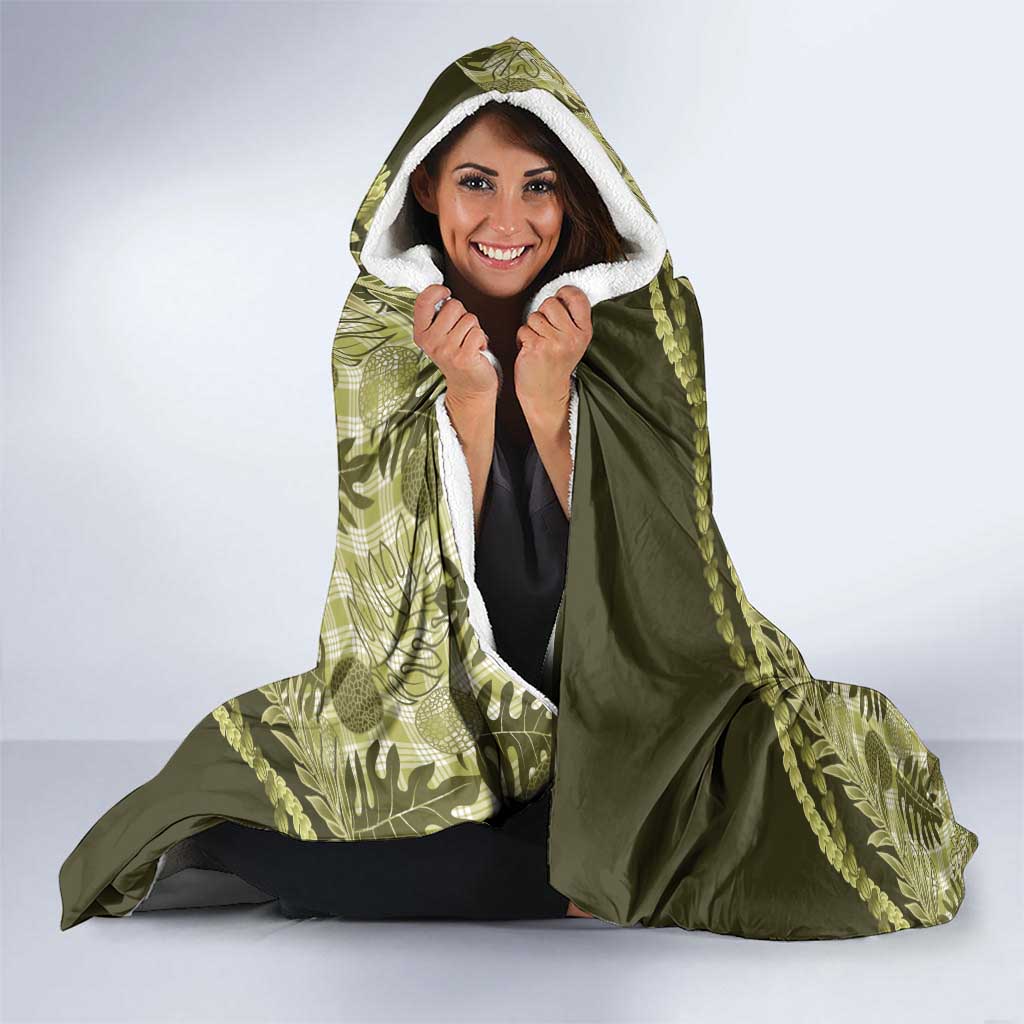 Hawaii Breadfruit Palaka Hooded Blanket Omaomao Maile Lei - Polynesian Pride