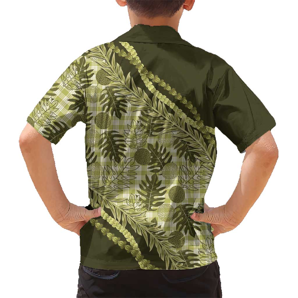Hawaii Breadfruit Palaka Kid Hawaiian Shirt Omaomao Maile Lei - Polynesian Pride