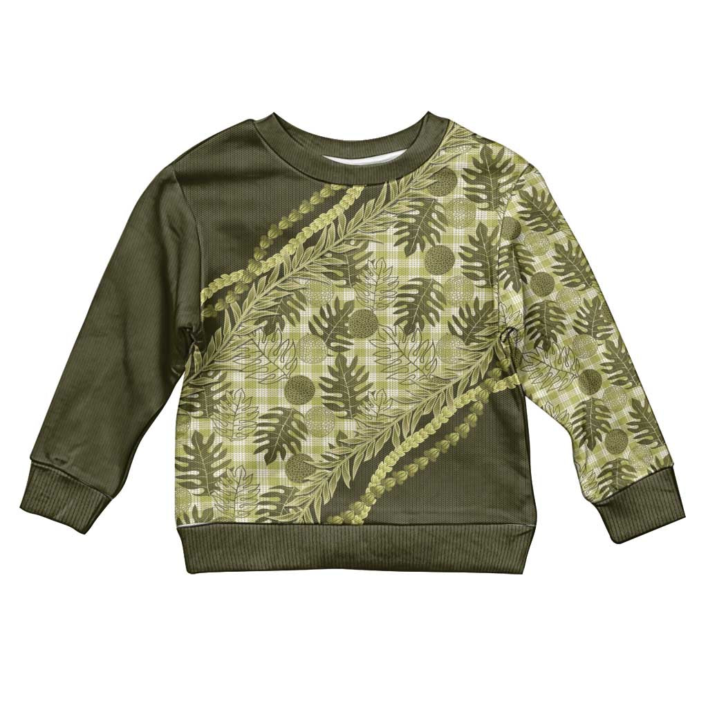 Hawaii Breadfruit Palaka Kid Ugly Christmas Sweater Omaomao Maile Lei - Polynesian Pride