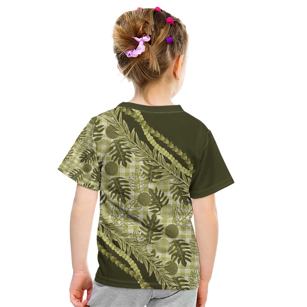 Hawaii Breadfruit Palaka Kid T Shirt Omaomao Maile Lei - Polynesian Pride