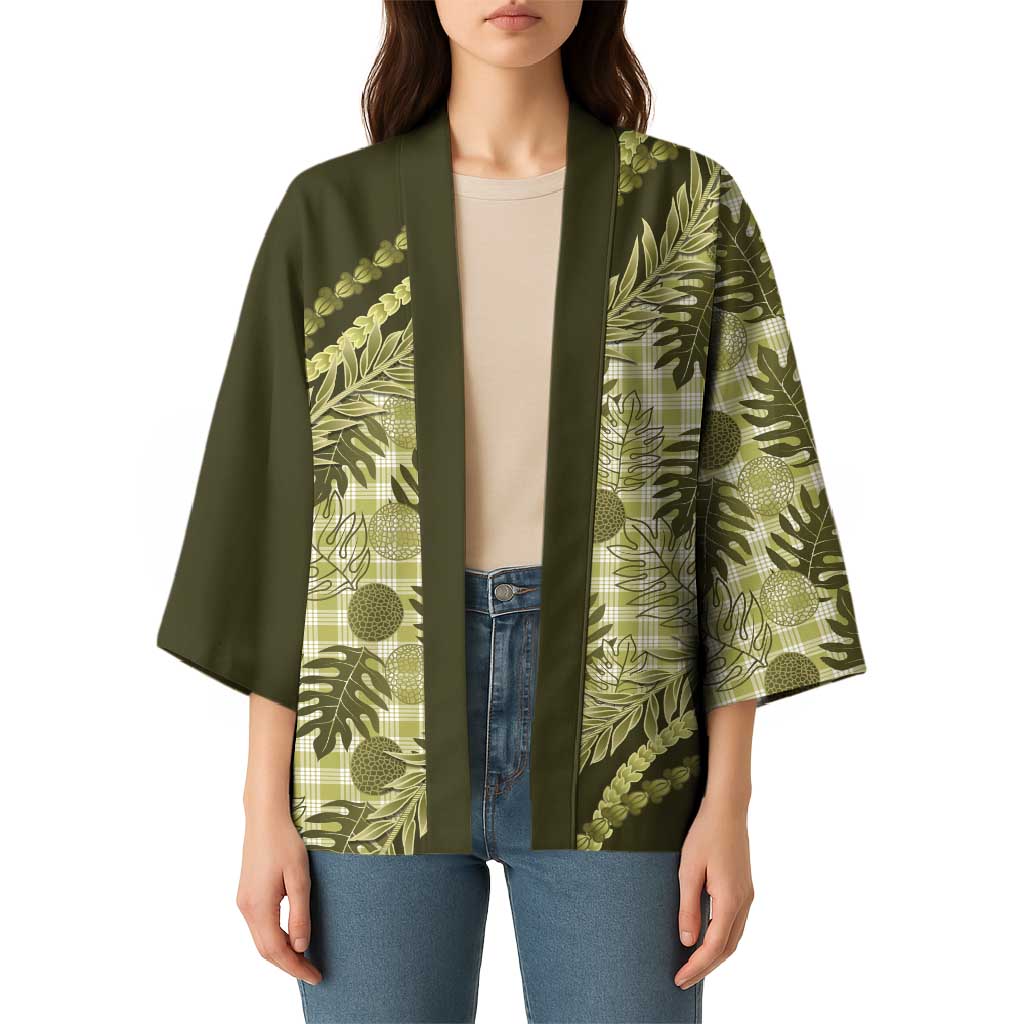 Hawaii Breadfruit Palaka Kimono Omaomao Maile Lei - Polynesian Pride