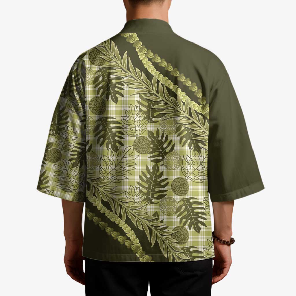 Hawaii Breadfruit Palaka Kimono Omaomao Maile Lei - Polynesian Pride
