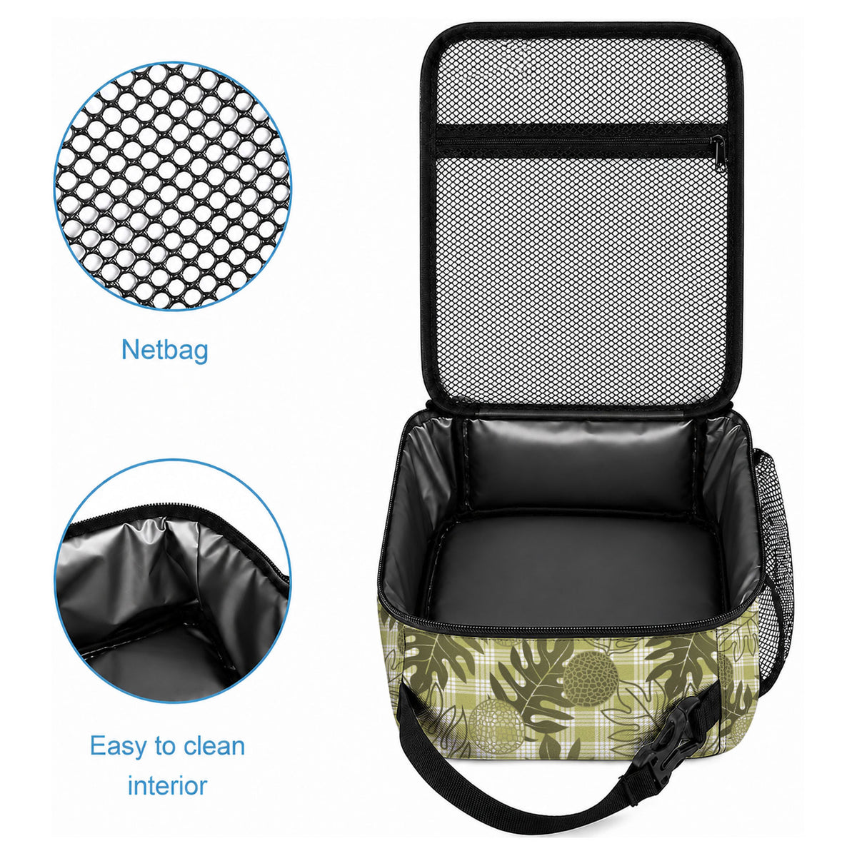 Hawaii Breadfruit Palaka Lunch Bag Omaomao Maile Lei