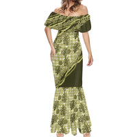 Hawaii Breadfruit Palaka Mermaid Dress Omaomao Maile Lei - Polynesian Pride