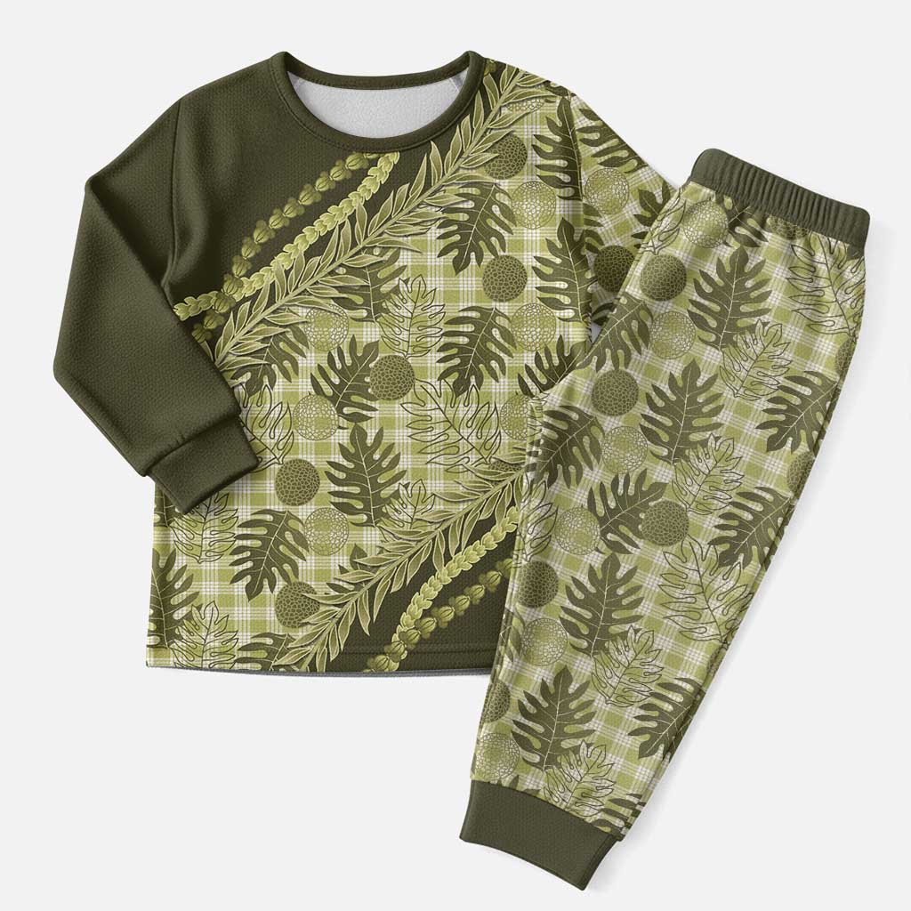 Hawaii Breadfruit Palaka Christmas Pajama Set Omaomao Maile Lei - Polynesian Pride