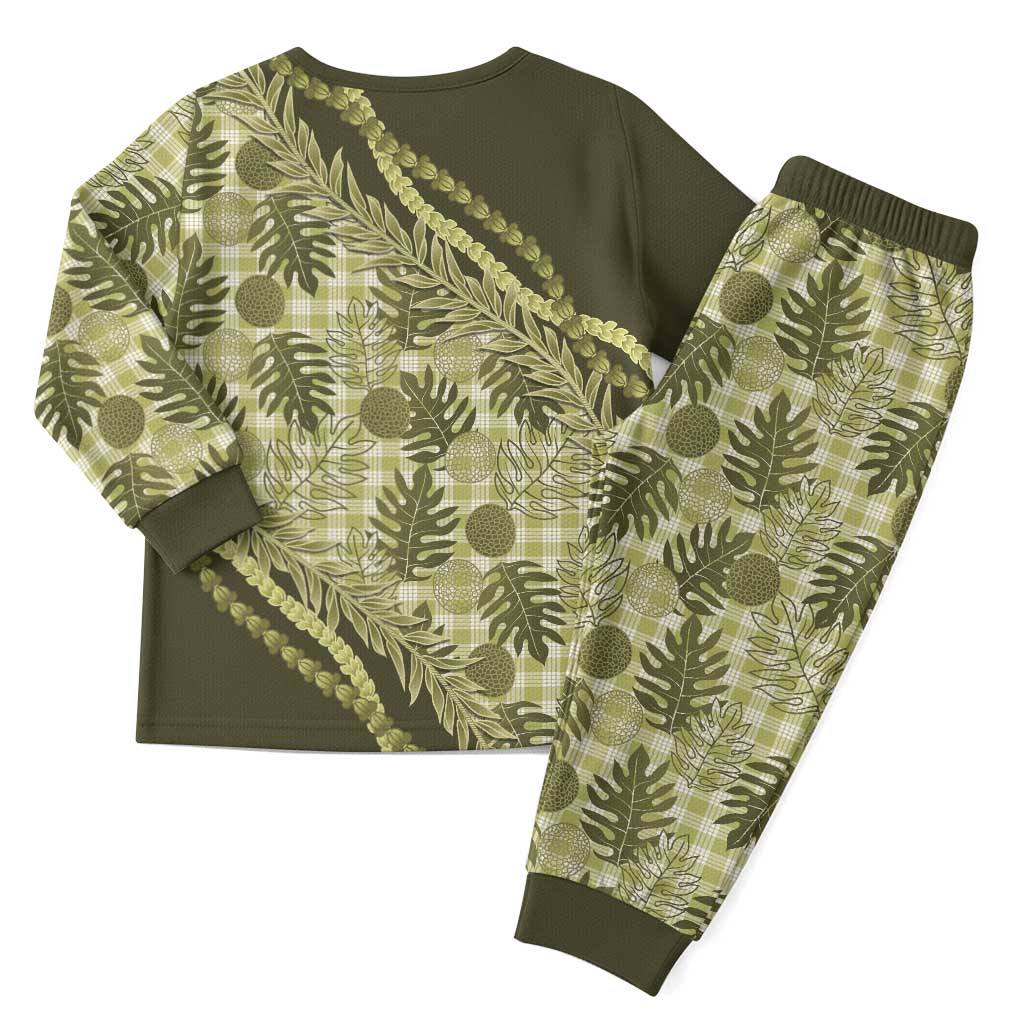 Hawaii Breadfruit Palaka Christmas Pajama Set Omaomao Maile Lei - Polynesian Pride