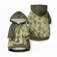 Hawaii Breadfruit Palaka Pet Hoodie Omaomao Maile Lei