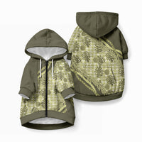 Hawaii Breadfruit Palaka Pet Hoodie Omaomao Maile Lei