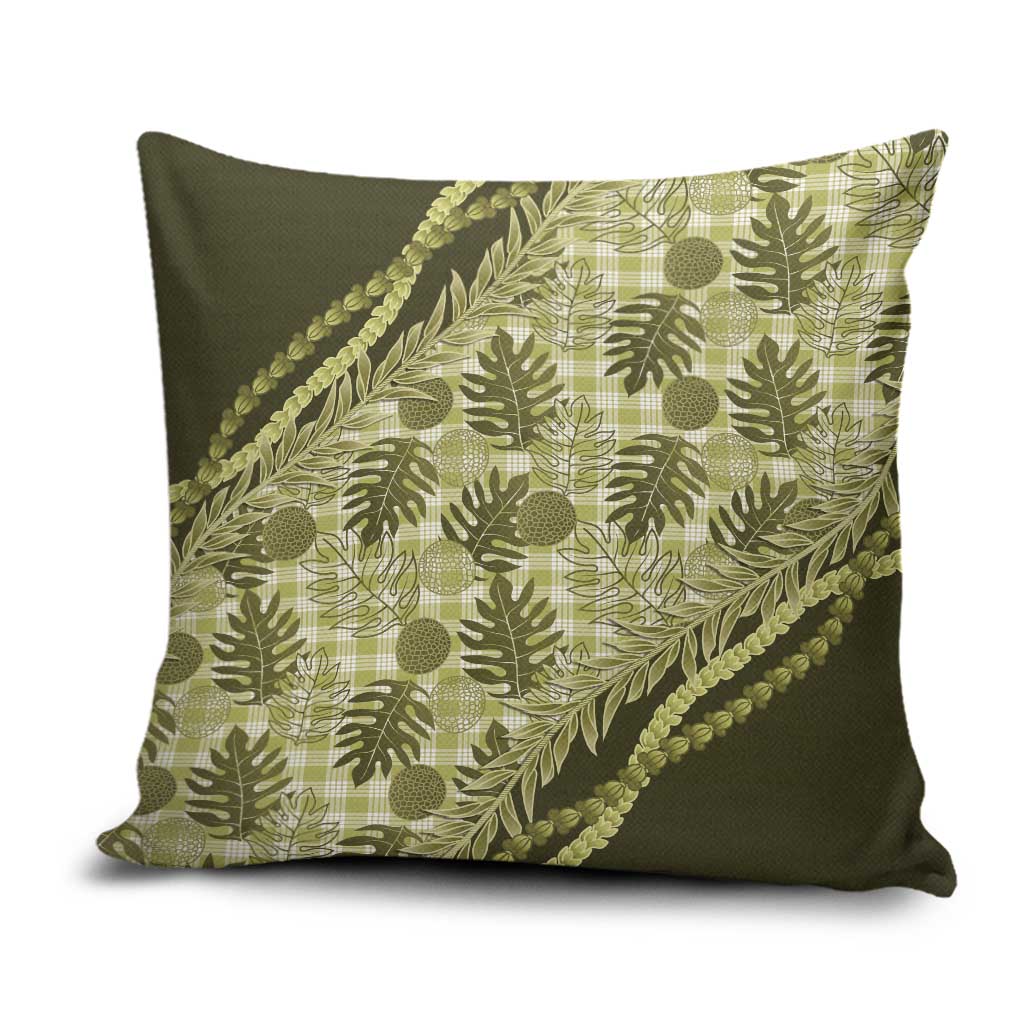 Hawaii Breadfruit Palaka Pillow Cover Omaomao Maile Lei LT9 Green - Polynesian Pride