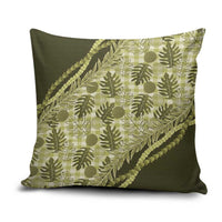 Hawaii Breadfruit Palaka Pillow Cover Omaomao Maile Lei LT9 Green - Polynesian Pride