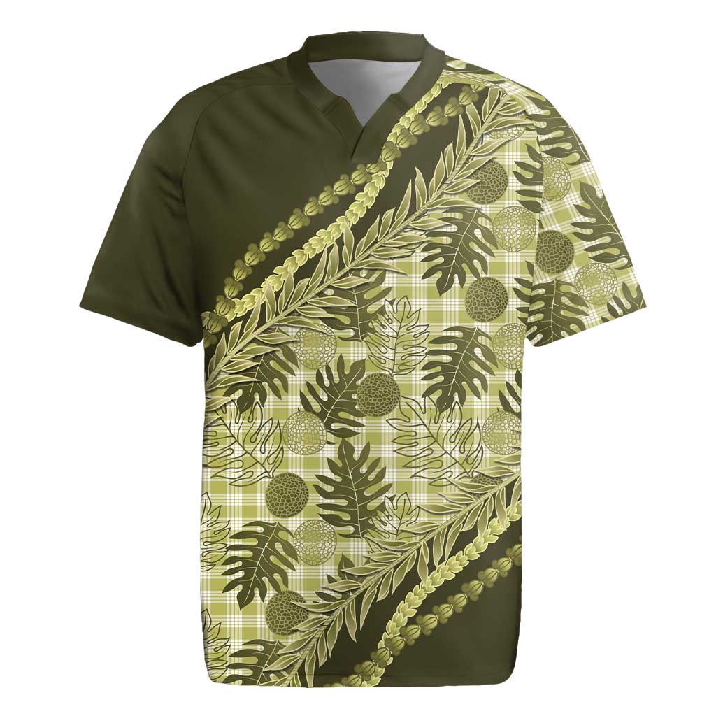 Hawaii Breadfruit Palaka Rugby Jersey Omaomao Maile Lei LT9 Green - Polynesian Pride