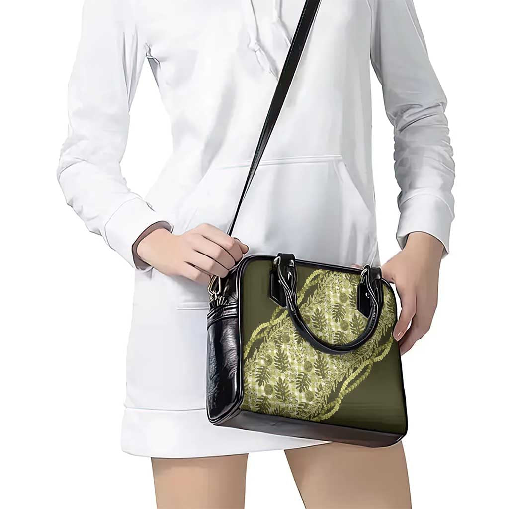 Hawaii Breadfruit Palaka Shoulder Handbag Omaomao Maile Lei - Polynesian Pride