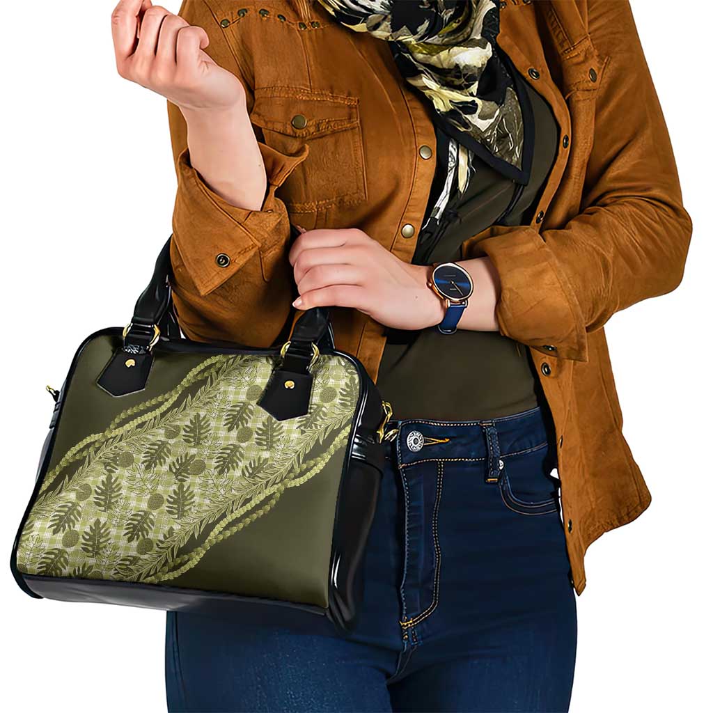 Hawaii Breadfruit Palaka Shoulder Handbag Omaomao Maile Lei - Polynesian Pride