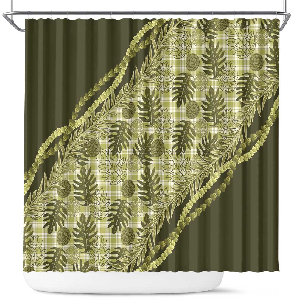 Hawaii Breadfruit Palaka Shower Curtain Omaomao Maile Lei - Polynesian Pride