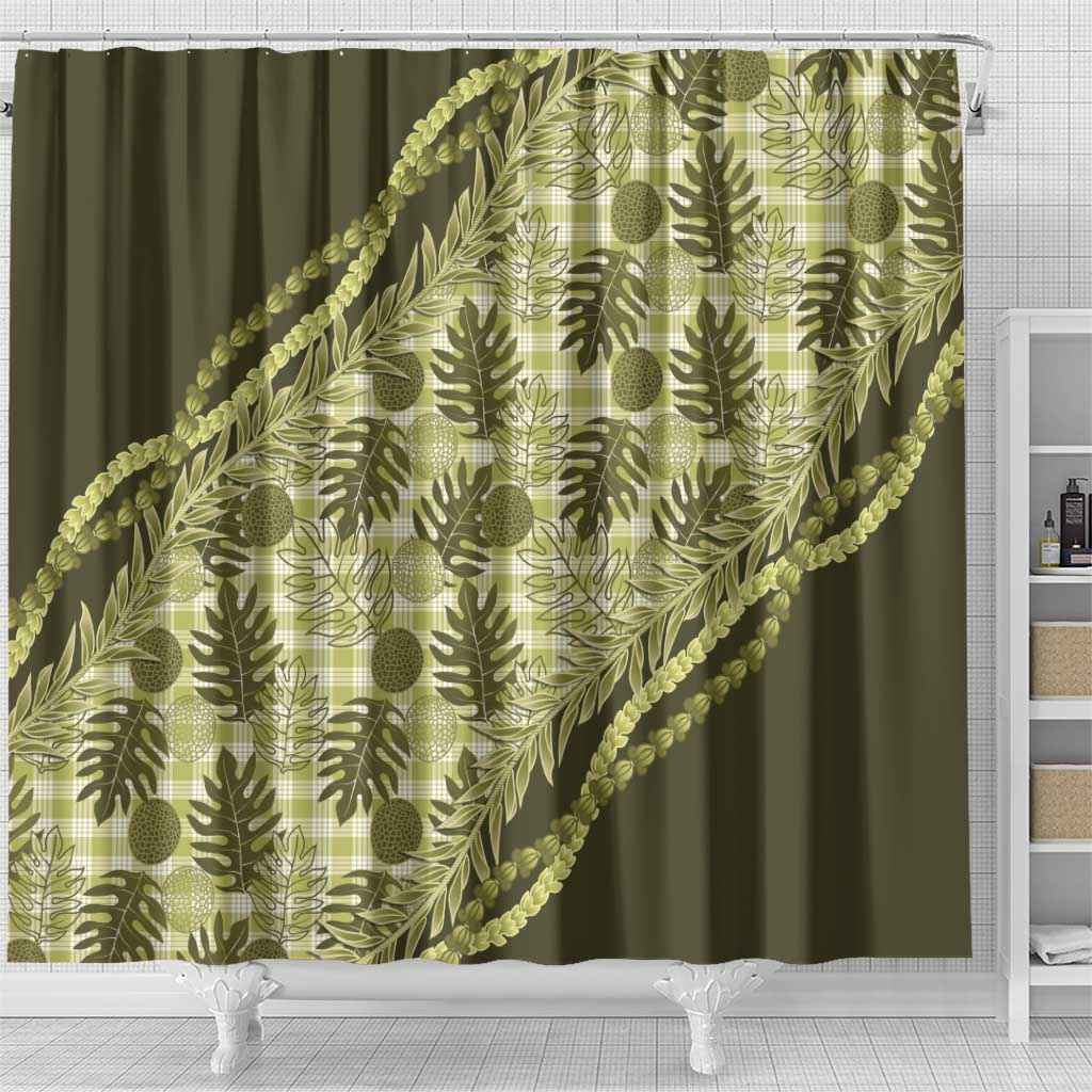 Hawaii Breadfruit Palaka Shower Curtain Omaomao Maile Lei - Polynesian Pride