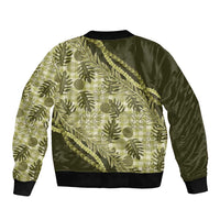 Hawaii Breadfruit Palaka Sleeve Zip Bomber Jacket Omaomao Maile Lei LT9 - Polynesian Pride