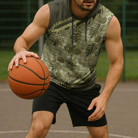 Hawaii Breadfruit Palaka Sleeveless Hoodie Omaomao Maile Lei - Polynesian Pride