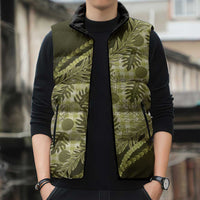 Hawaii Breadfruit Palaka Sleeveless Puffer Jacket Omaomao Maile Lei - Polynesian Pride