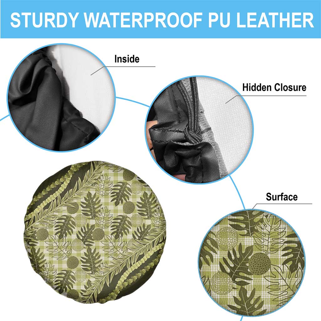 Hawaii Breadfruit Palaka Spare Tire Cover Omaomao Maile Lei - Polynesian Pride