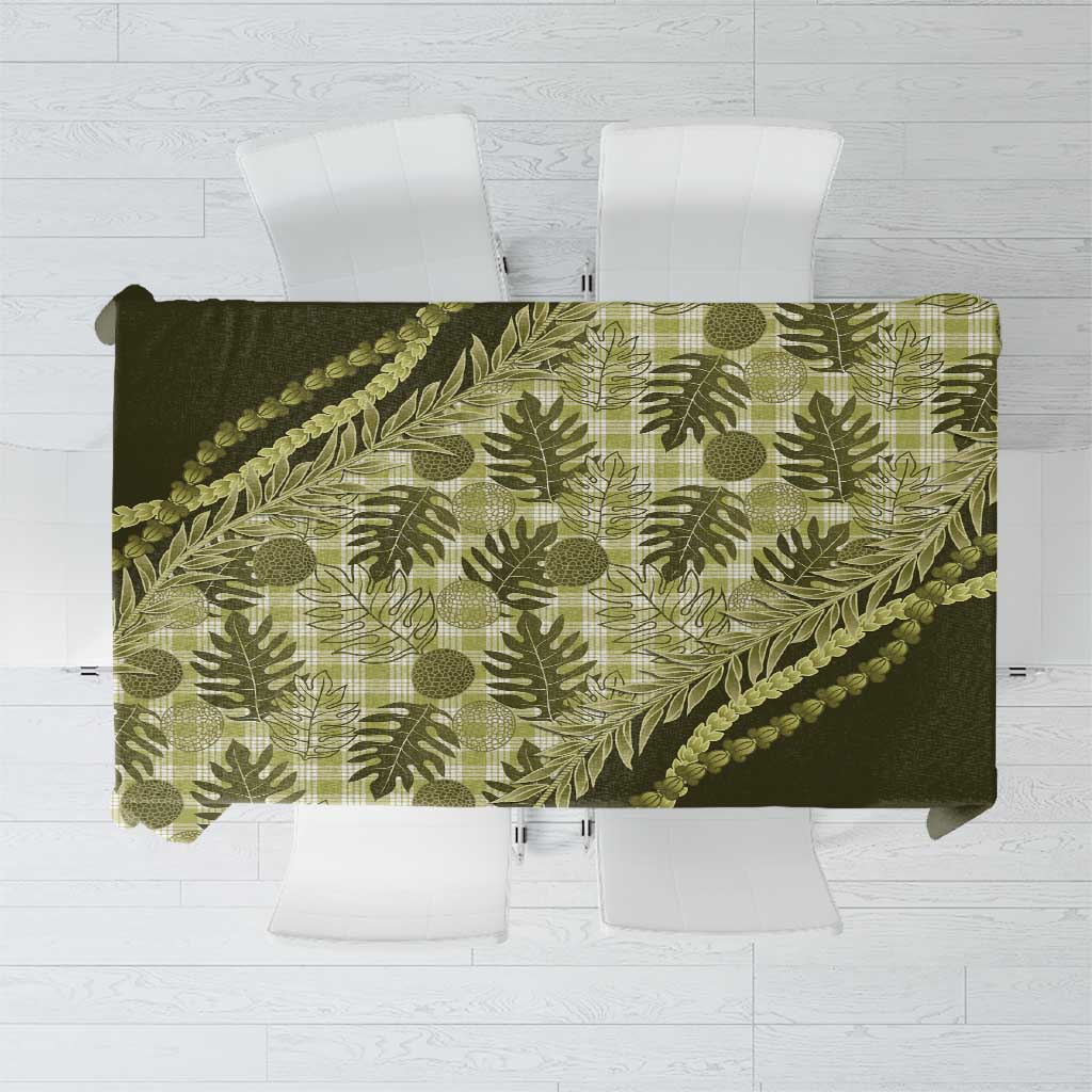 Hawaii Breadfruit Palaka Tablecloth Omaomao Maile Lei - Polynesian Pride