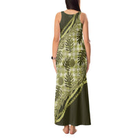 Hawaii Breadfruit Palaka Tank Maxi Dress Omaomao Maile Lei LT9 - Polynesian Pride