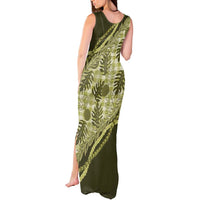 Hawaii Breadfruit Palaka Tank Maxi Dress Omaomao Maile Lei LT9 - Polynesian Pride