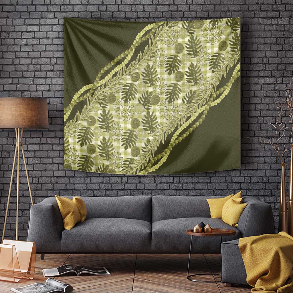 Hawaii Breadfruit Palaka Tapestry Omaomao Maile Lei - Polynesian Pride
