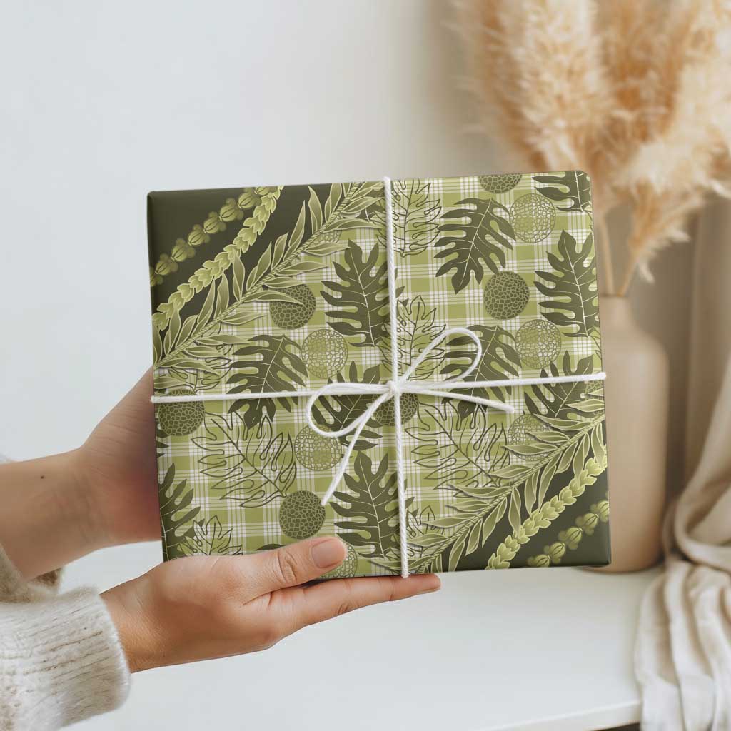 Hawaii Breadfruit Palaka Wrapping Paper Omaomao Maile Lei - Polynesian Pride