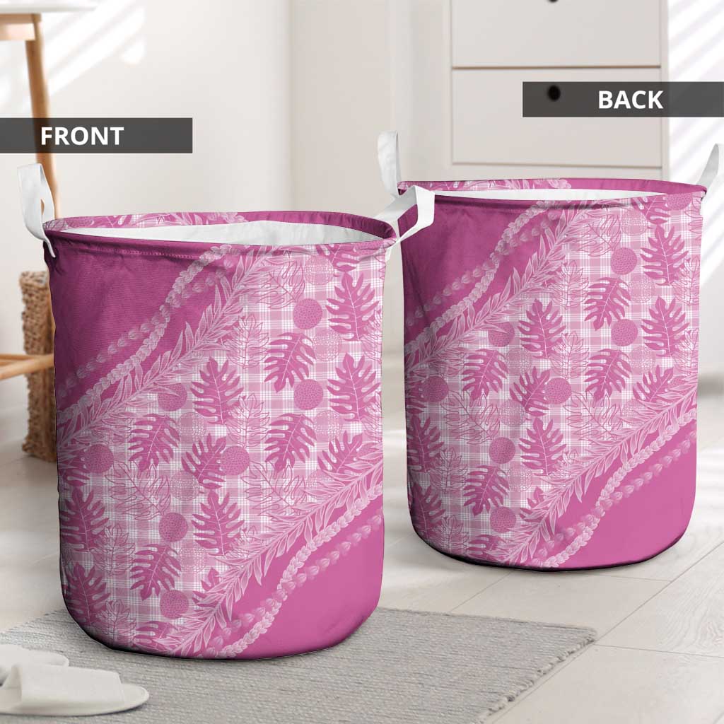 Hawaii Breadfruit Palaka Laundry Basket Omaomao Ulaula Maile Lei - Polynesian Pride