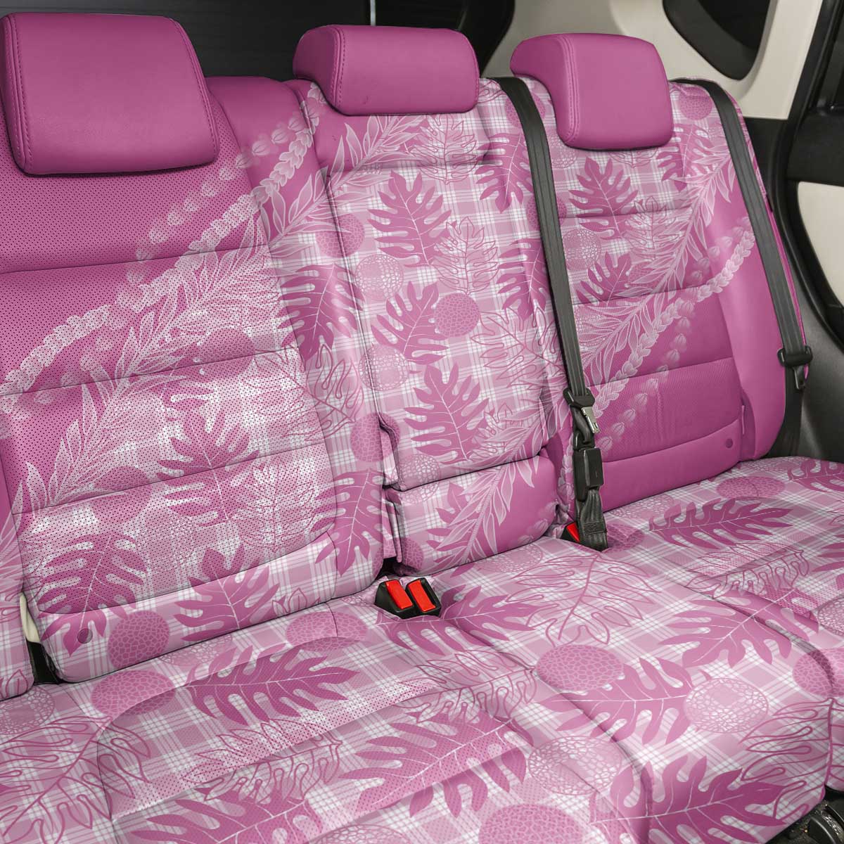 Hawaii Breadfruit Palaka Back Car Seat Cover Omaomao Ulaula Maile Lei - Polynesian Pride