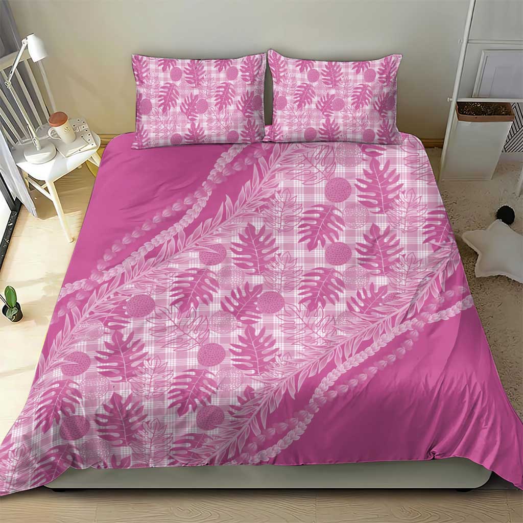Hawaii Breadfruit Palaka Bedding Set Omaomao Ulaula Maile Lei - Polynesian Pride