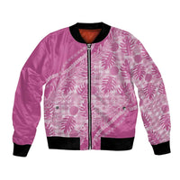 Hawaii Breadfruit Palaka Bomber Jacket Omaomao Ulaula Maile Lei LT9 Unisex Pink - Polynesian Pride