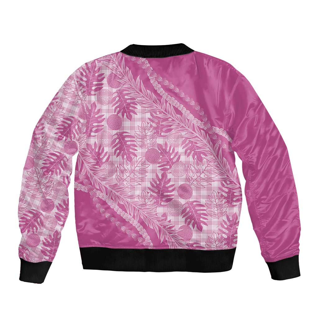 Hawaii Breadfruit Palaka Bomber Jacket Omaomao Ulaula Maile Lei LT9 - Polynesian Pride