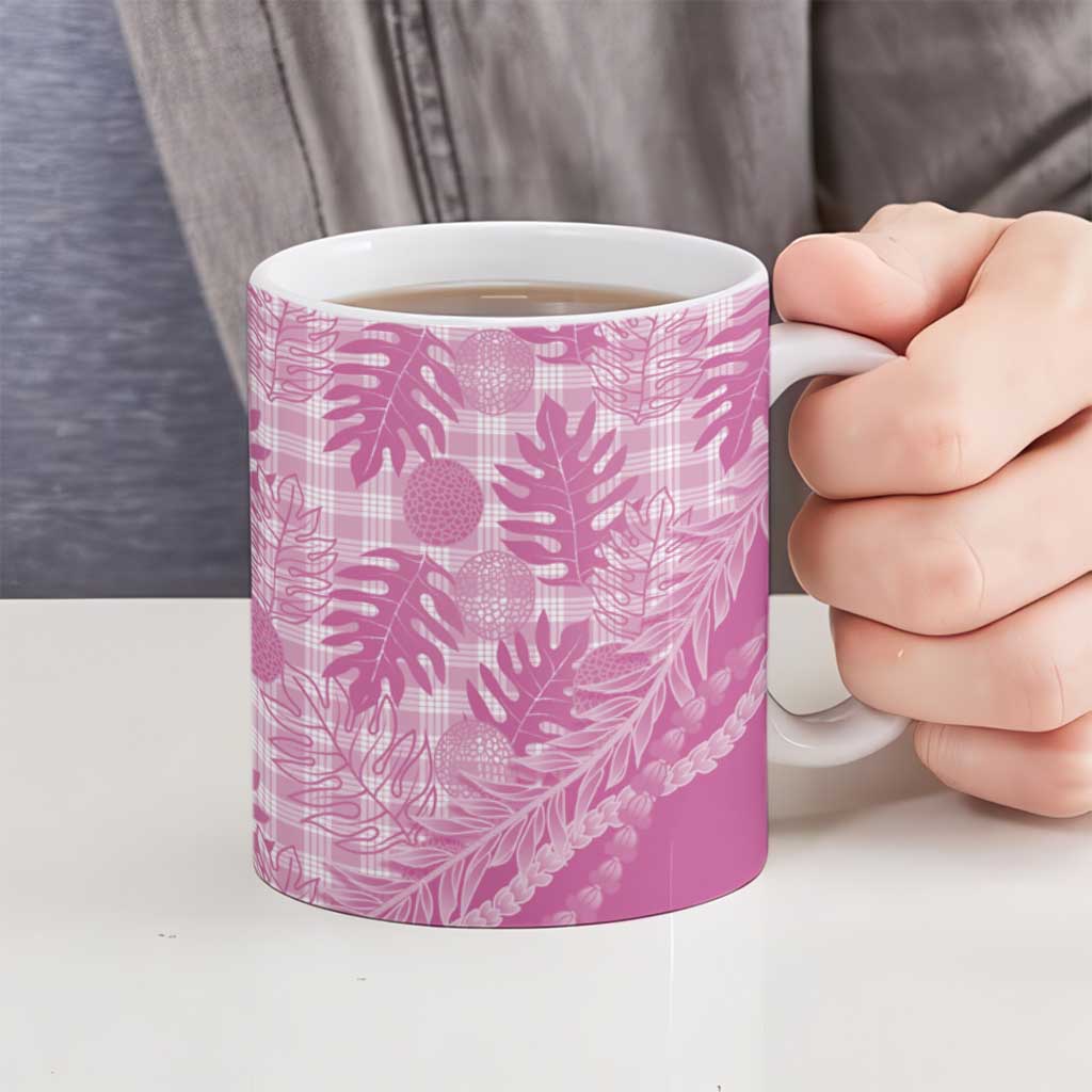 Hawaii Breadfruit Palaka Ceramic Mug Omaomao Ulaula Maile Lei - Polynesian Pride