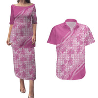 Hawaii Breadfruit Palaka Couples Matching Puletasi and Hawaiian Shirt Omaomao Ulaula Maile Lei - Polynesian Pride