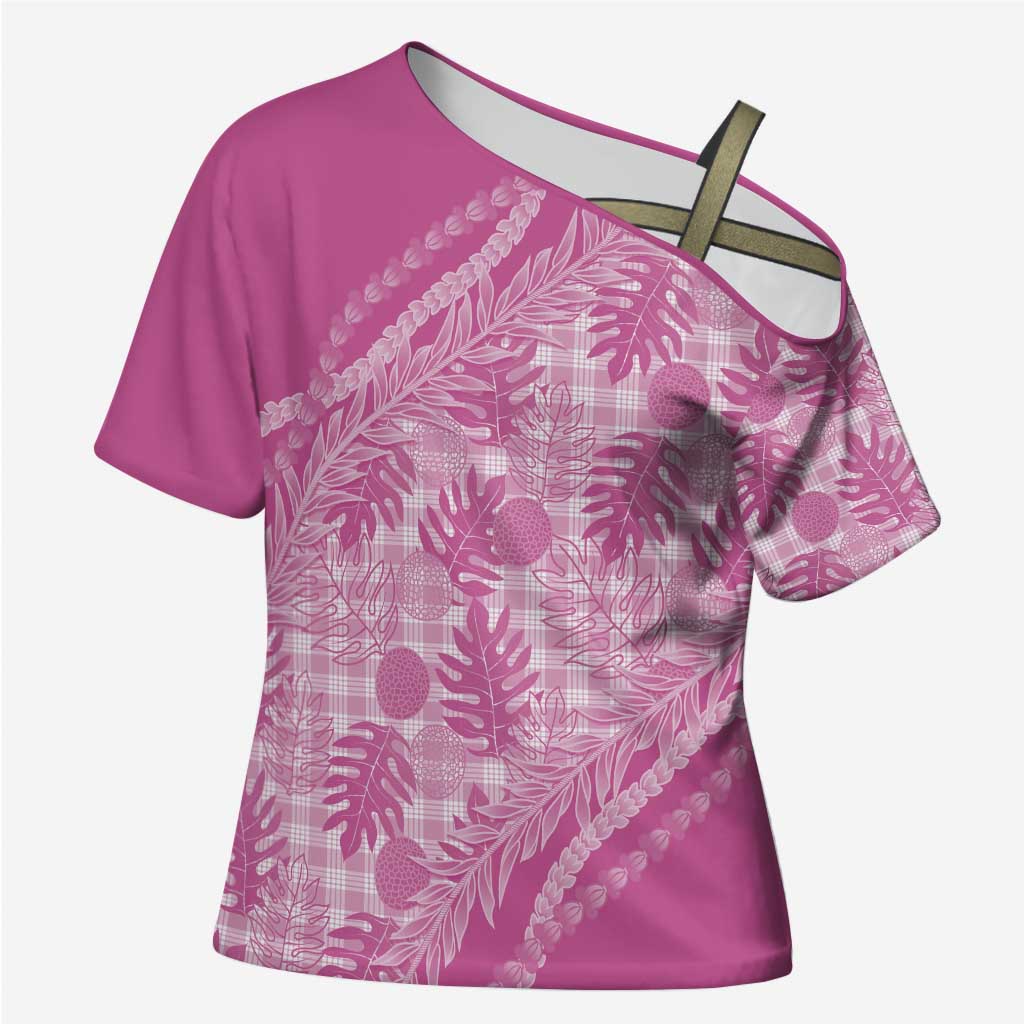 Hawaii Breadfruit Palaka Cross Shoulder Shirt Omaomao Ulaula Maile Lei - Polynesian Pride