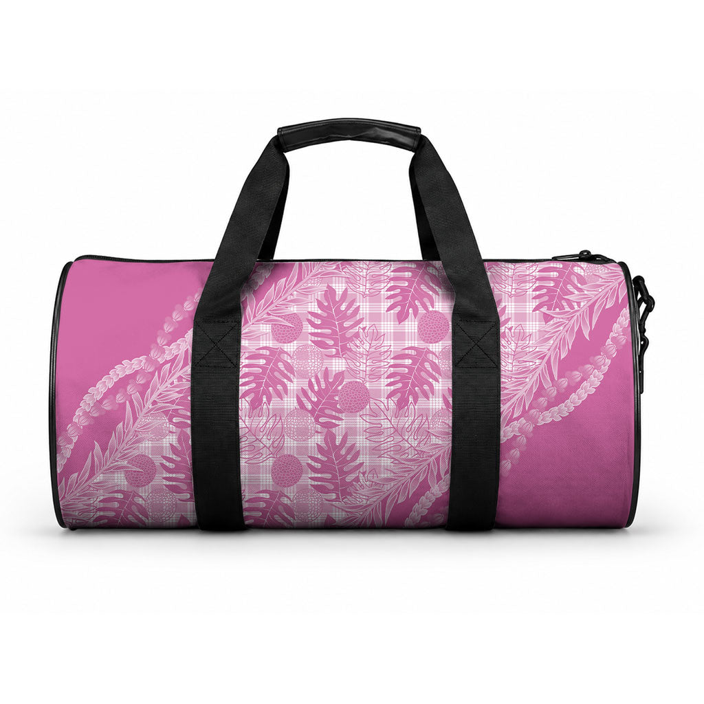 Hawaii Breadfruit Palaka Duffle Bag Omaomao Ulaula Maile Lei LT9 One size Pink - Polynesian Pride