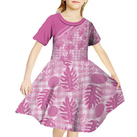 Hawaii Breadfruit Palaka Kid Short Sleeve Dress Omaomao Ulaula Maile Lei - Polynesian Pride