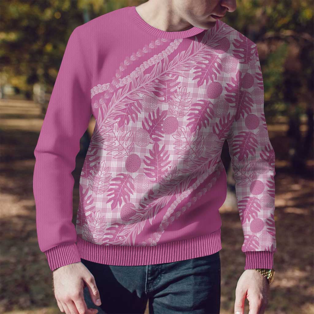 Hawaii Breadfruit Palaka Ugly Christmas Sweater Omaomao Ulaula Maile Lei - Polynesian Pride