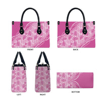 Hawaii Breadfruit Palaka Leather Bag Omaomao Ulaula Maile Lei - Polynesian Pride