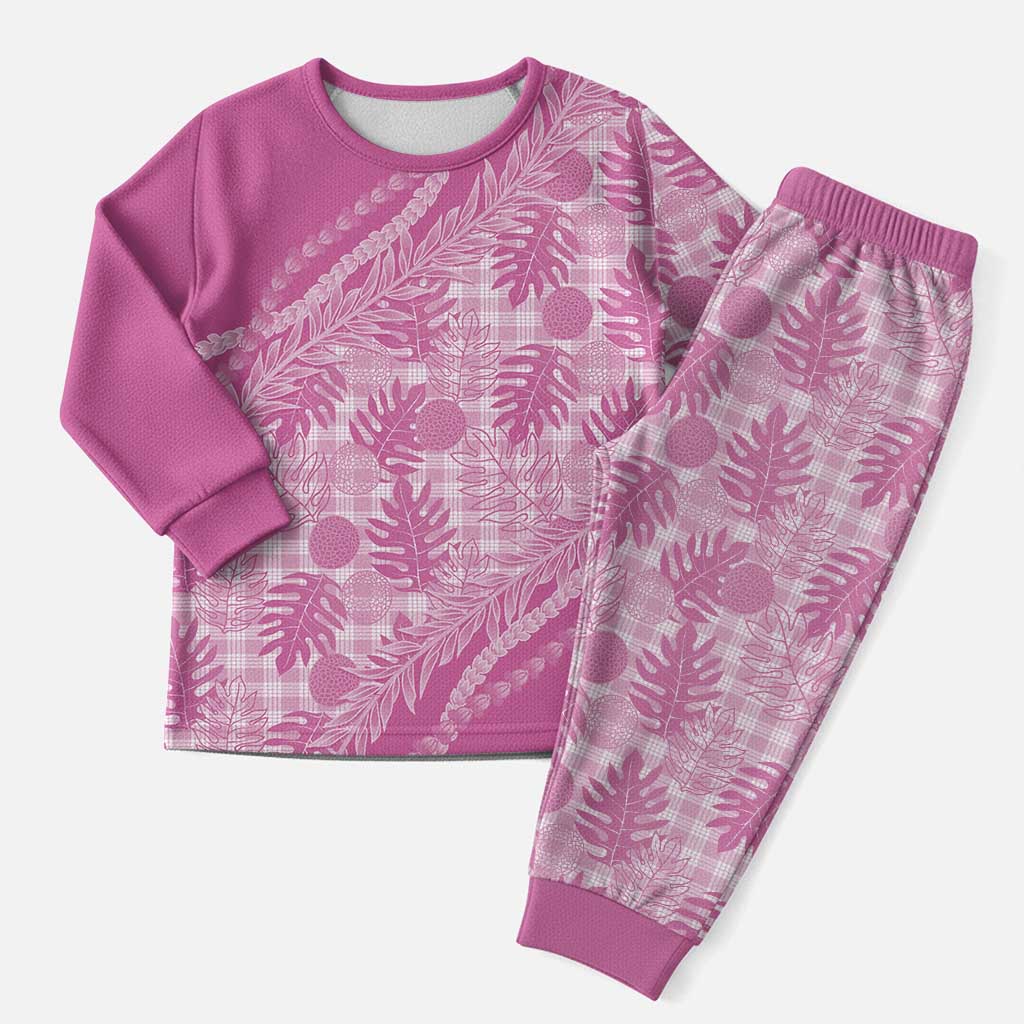 Hawaii Breadfruit Palaka Christmas Pajama Set Omaomao Ulaula Maile Lei - Polynesian Pride