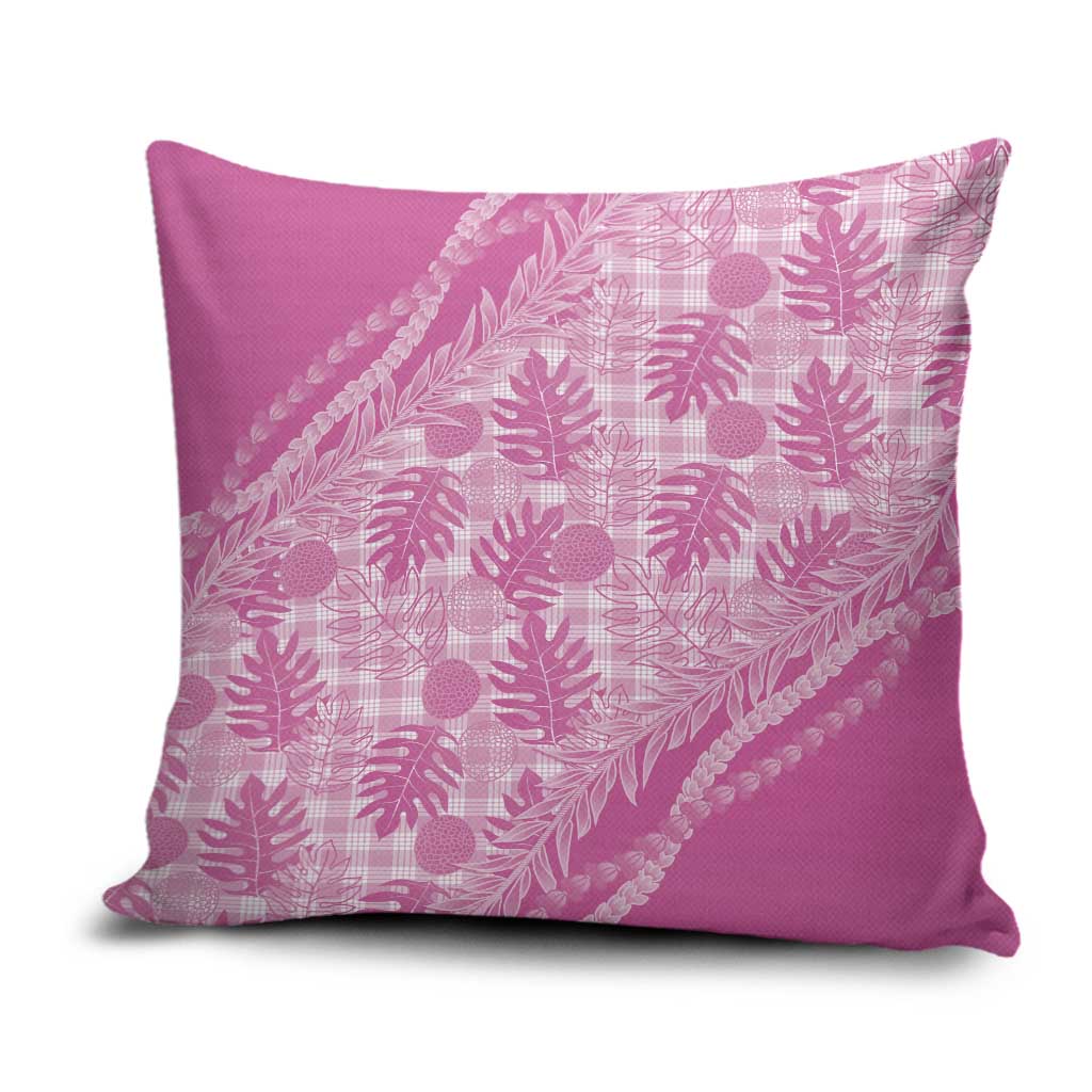 Hawaii Breadfruit Palaka Pillow Cover Omaomao Ulaula Maile Lei LT9 Pink - Polynesian Pride